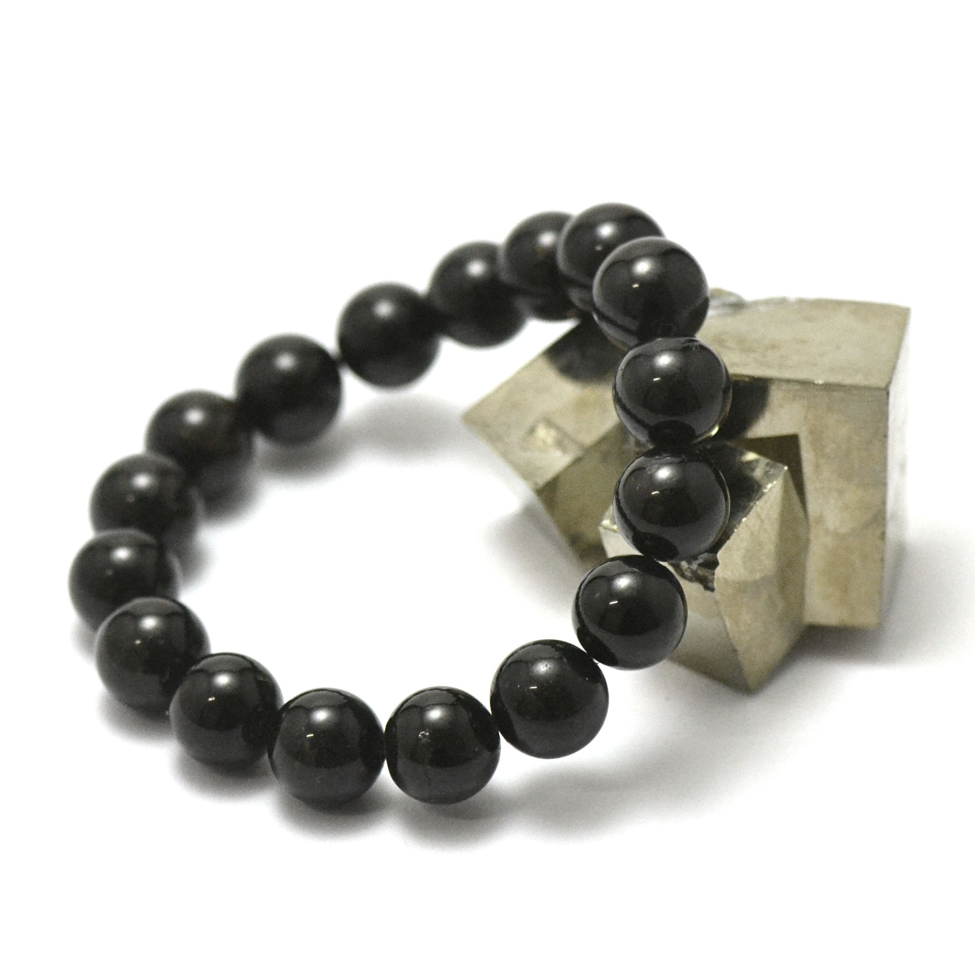 ronde 12 mm 1 bracelet en pierre naturelle de tourmaline noir