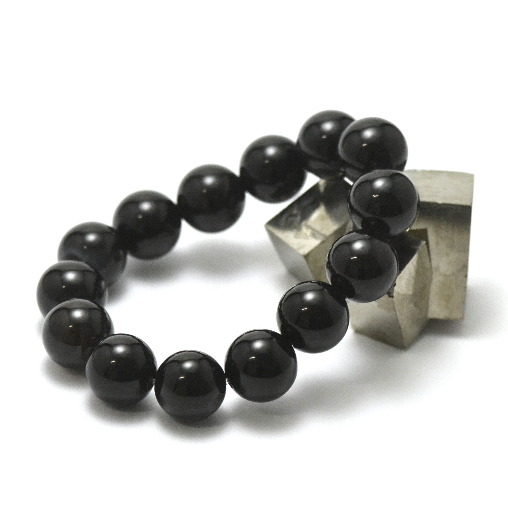 Perle ronde 16 mm 1 bracelet pierre neturelle onyx