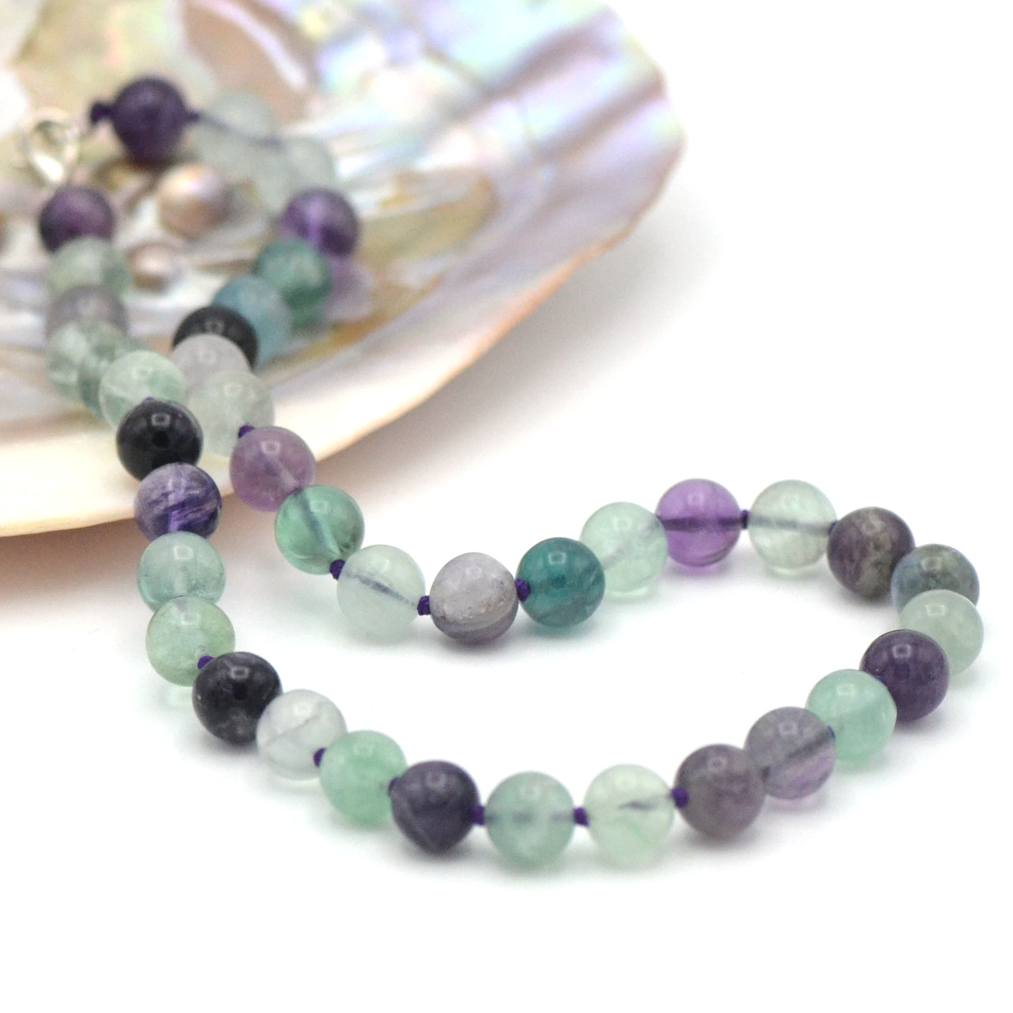 ronde 10 mm 2 collier en pierre naturelle de fluorite