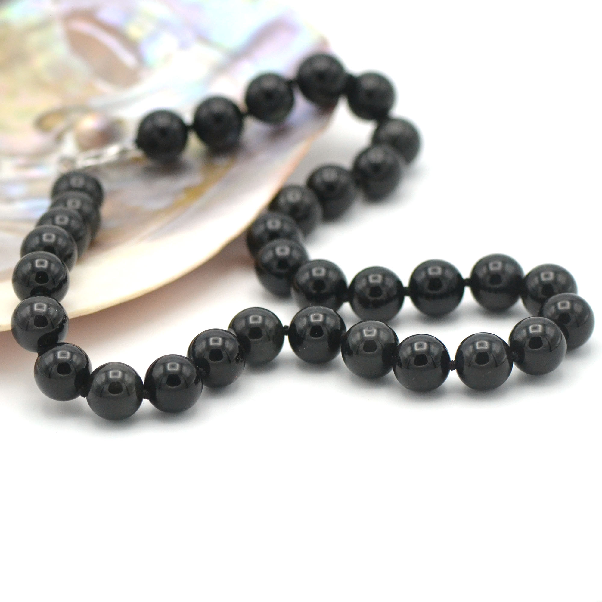 Collier obsidienne noire, perle ronde 12 mm