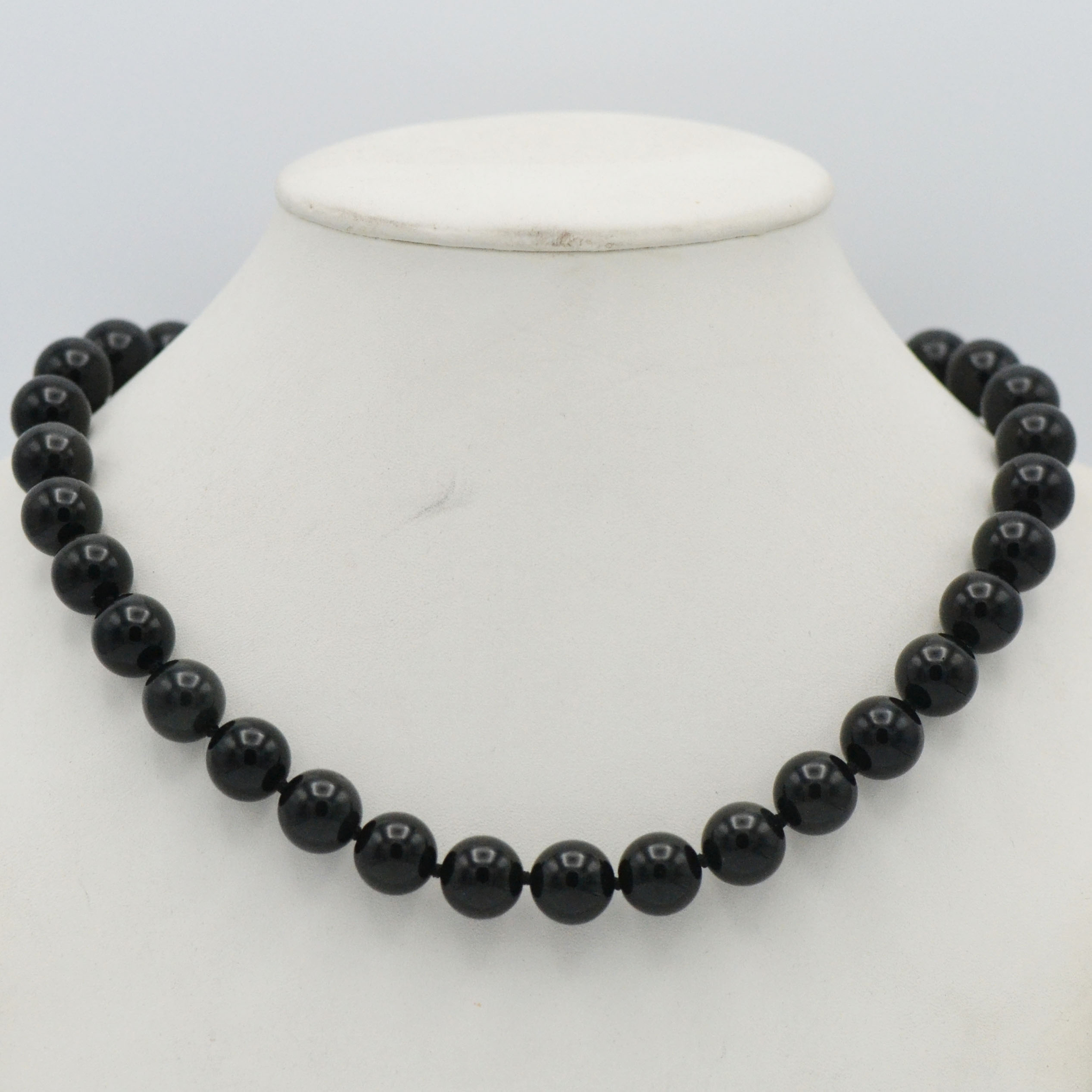 ronde 12 mm 2 collier en pierre naturelle dobsidienne noir