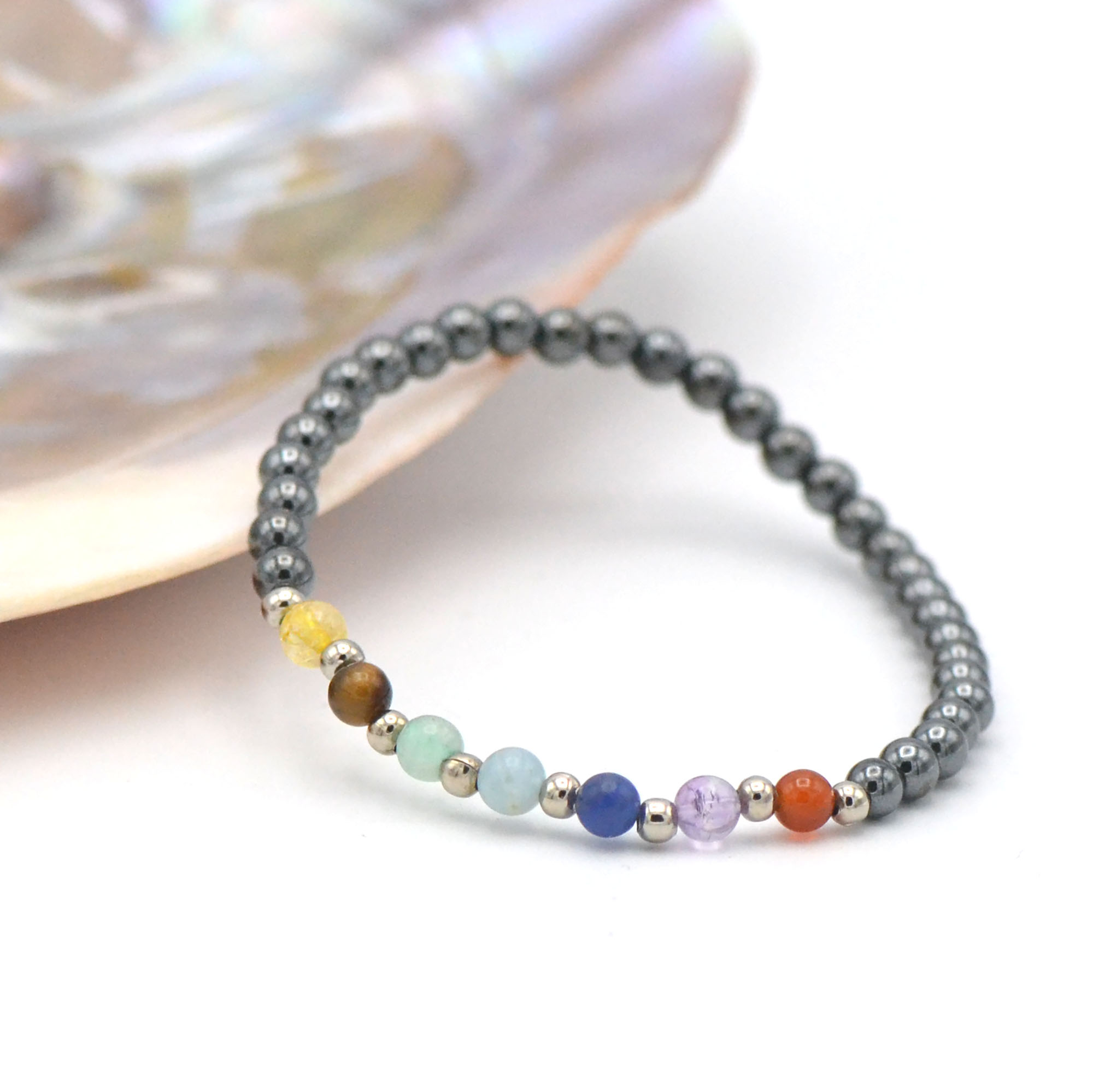 Bracelet 7 chakra pierres naturelles 4mm