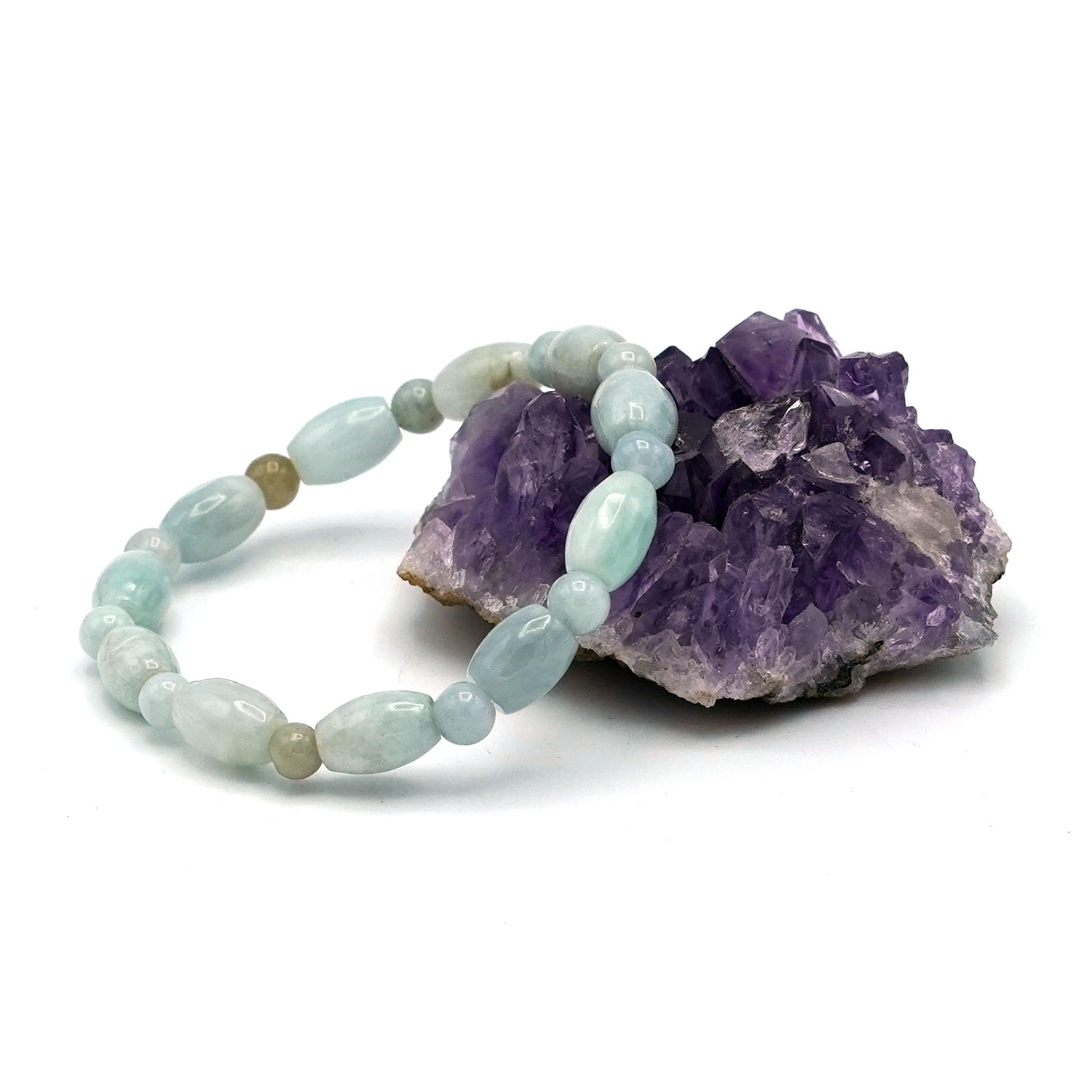 F ronde 6 mm grain de riz bracelet pierre naturelle de jade