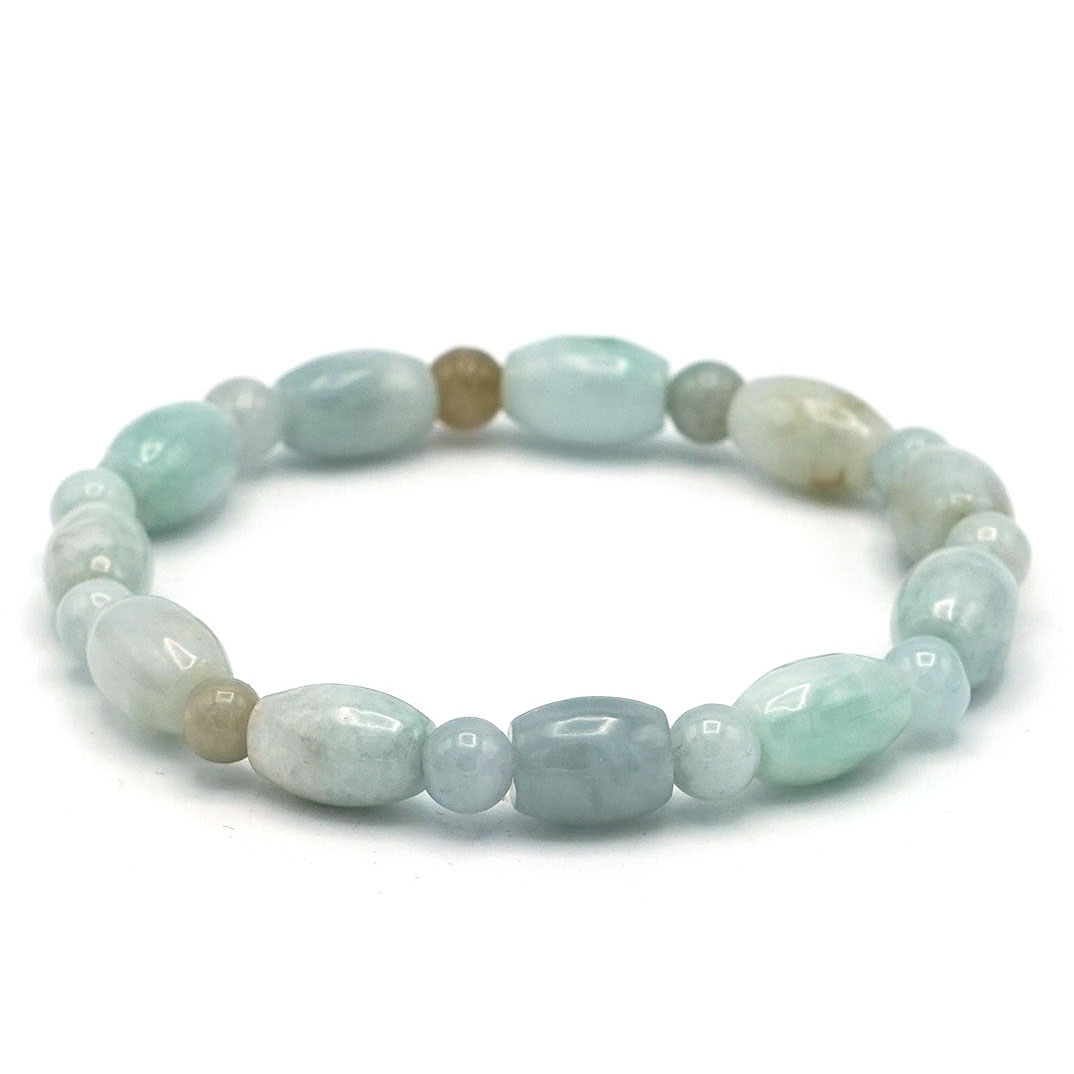 F ronde 6 mm grain de riz 1 bracelet pierre naturelle de jade