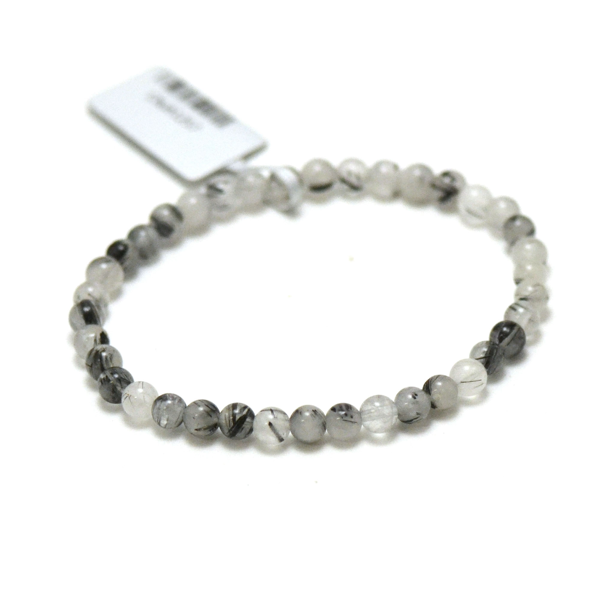 ronde 4 mm 1 bracelet en pierre naturelle de quartz tourmaline