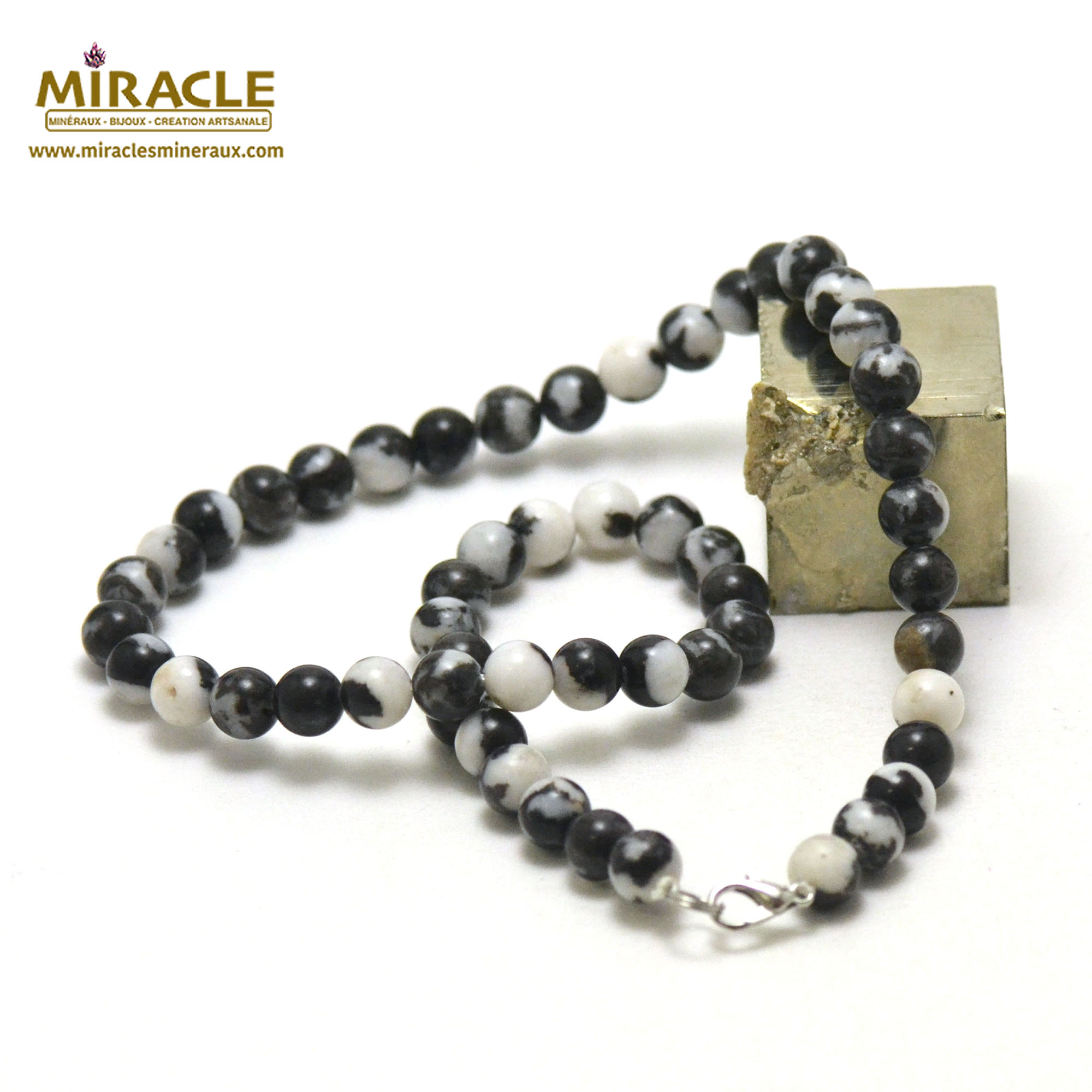 ronde 8 mm 1 collier en pierre naturelle de jaspe zebre
