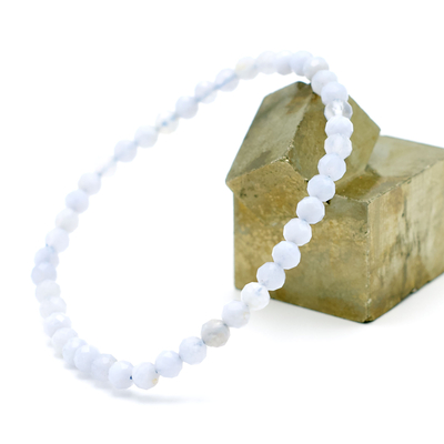 F ronde 4 mm 1 bracelet en pierre naturelle de calcédoine