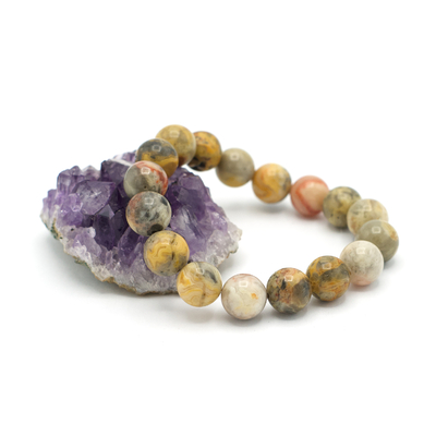 ronde 12 mm bracelet en pierre naturelle d'agate crazy lace