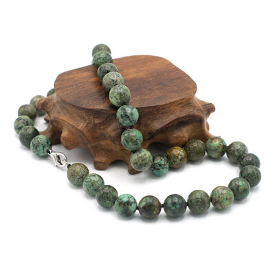 ronde 12 mm collier en pierre naturelle de turquoise d'afrique