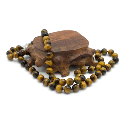 ronde L 10 mm 1 collier en pierre naturelle de l'oeil du tigre