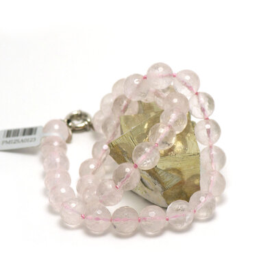 ronde F 12 mm  collier pierre naturelle quartz rose