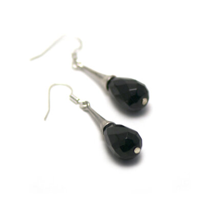 Apprêt lustre goutte d'eau boucle d'oreille pierre naturelle onyx