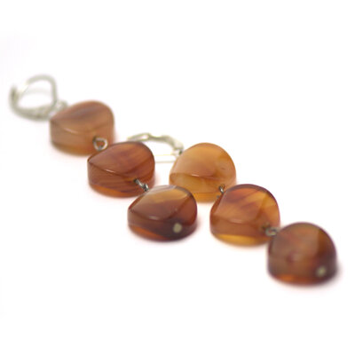 triple palets ronds boucle d'oreille en pierre naturelle de cornaline