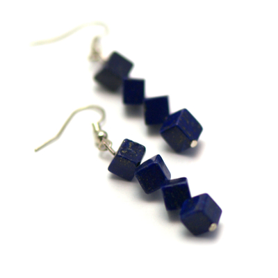 boucle d'oreille lapis lazuli , " quadruple cube diagonale "