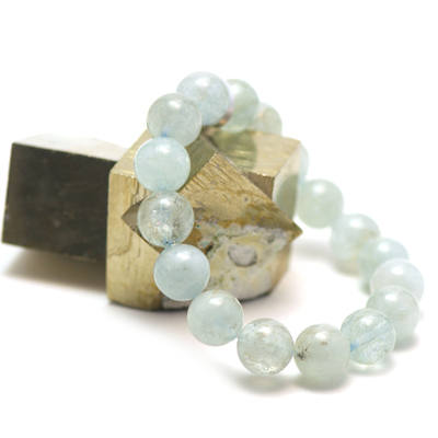 ronde 12 mm bracelet en pierre naturelle d'aigue marine