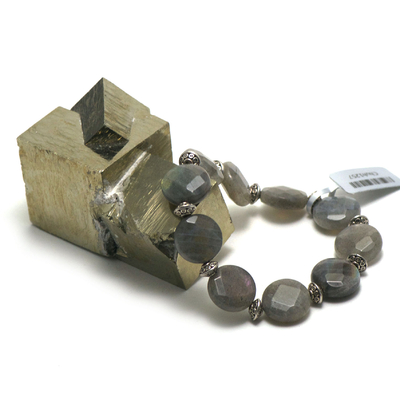 Apprêt palet rond  facettée bracelet en pierre naturelle de labradorite