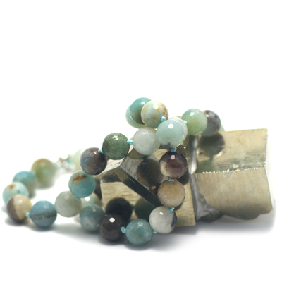Ronde facettée 10 mm collier pierre naturelle amazonite