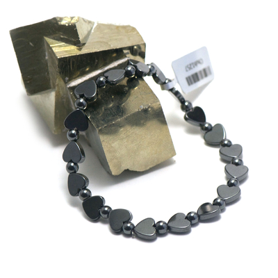 bracelet hématite , " mini coeur - rondelle hexagonale"