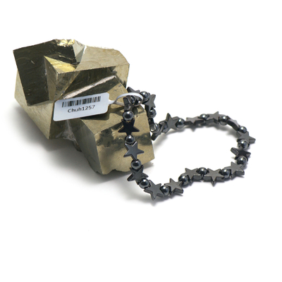 bracelet hématite , " mini étoile - ronde 4 mm"