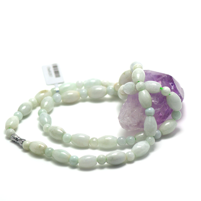collier jade , "perle olive-ronde 6 mm"