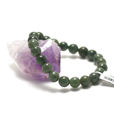 ronde 10 mm vert foncé bracelet pierre naturelle de jade