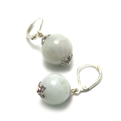 ronde 13 mm boucle d'oreille en pierre naturelle de jade