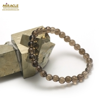 ronde 6 mm bracelet en pierre naturelle de quartz fumé