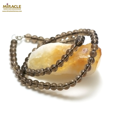ronde 6 mm collier en pierre naturelle de quart fumé copie