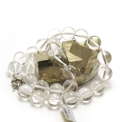 collier quartz , " perle ronde 12 mm "