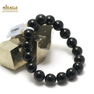 Perle ronde 12 mm 1 bracelet pierre neturelle onyx