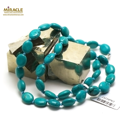 collier turquoise "palet ovale", pierre naturelle