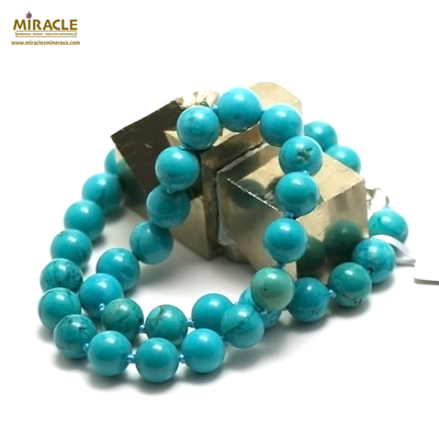 collier turquoise " perle ronde 10 mm "