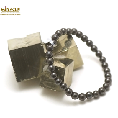 ronde 6 mm bracelet en pierre naturelle d'hématite