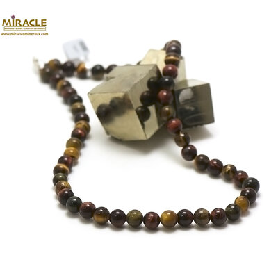 perle ronde 8 mm  Collier en pierre naturelle trois oeil