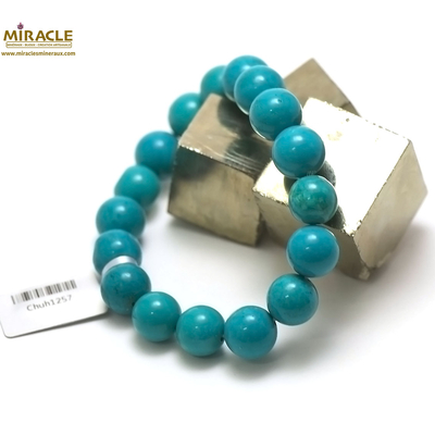 bracelet turquoise,perle ronde "12 mm