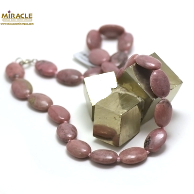 F palet oval 1 collier en pierre naturelle de rodhonite