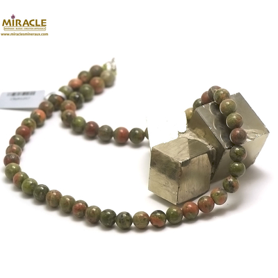 ronde 8 mm 1 collier en pierre naturelle d'unakite