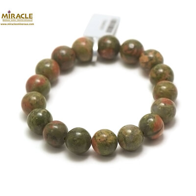 Ronde 12 mm bracelet en pierre naturelle d'unakite