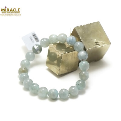 ronde 10 mm  bracelet en pierre naturelle d'aigue marine