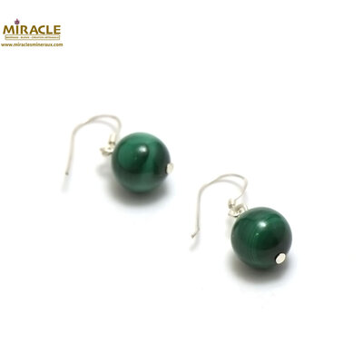 ronde 10 mm boucle d'oreille en pierre naturelle de malachite