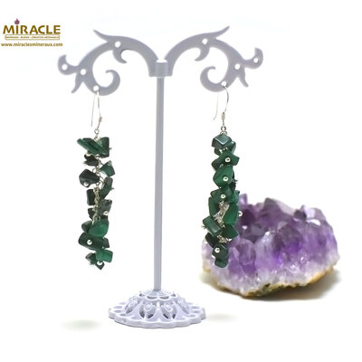 c grappe de raisin long 1 boucle d'oreille en pierre naturelle de malachite