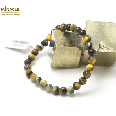 ronde 6 mm 1 bracelet en pierre naturelle de oeil de tigre doré