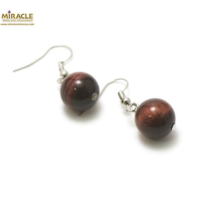 ronde 12 mm boucle d'oreille en pierre naturelle d'oeil de taureaux