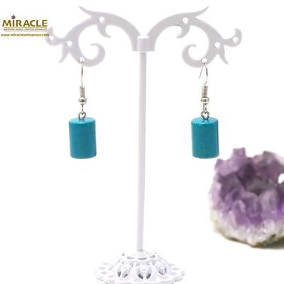 F tube 1 boucle d'oreille en pierre naturelle de turquoise