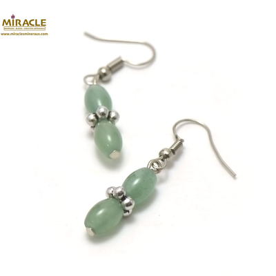 A double olive boucle d'oreille en pierre naturelle d'aventurine