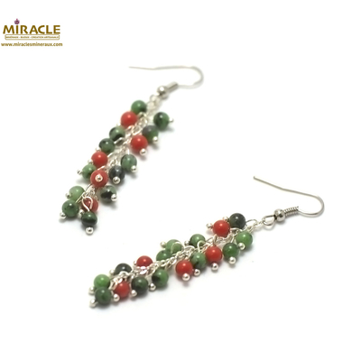 C grappe de raisin long boucle d'oreille en pierre neturelle de zoïsite