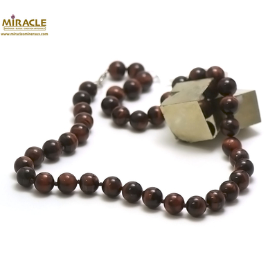 ronde 12 mm 1 collier long en pierre naturelle d'oeil de taureaux