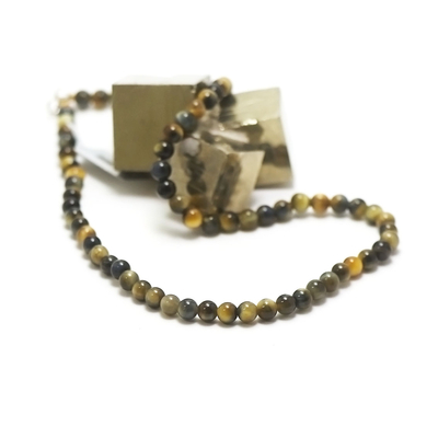 ronde 6 mm collier en pierre naturelle de oeil de tigre doré