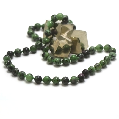 ronde 10 mm collier long 1 en pierre naturelle de zoïsite