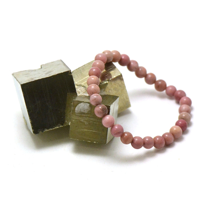 bracelet rhodonite, perle "ronde 6 mm"